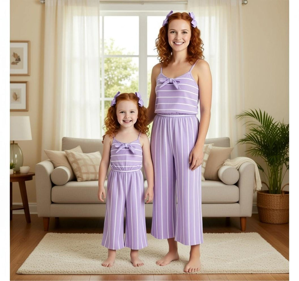 Mommy & Me Matching Stripe Jumpsuit | Lavender, Plum or Pink | Mother Daughter Outfit | Mommy and Me Outfit | Family Photos