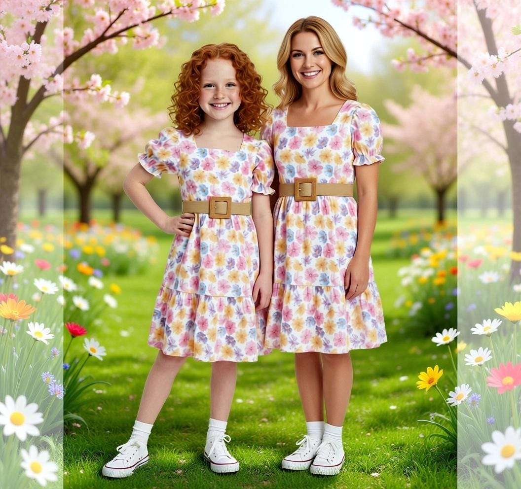 RESTOCKED! Mommy & Mini Colorful Daisy Dress, Mom Me Boutique, Coordinating, Matching Dresses, Mother's Day, Puff Sleeves, Easter Spring