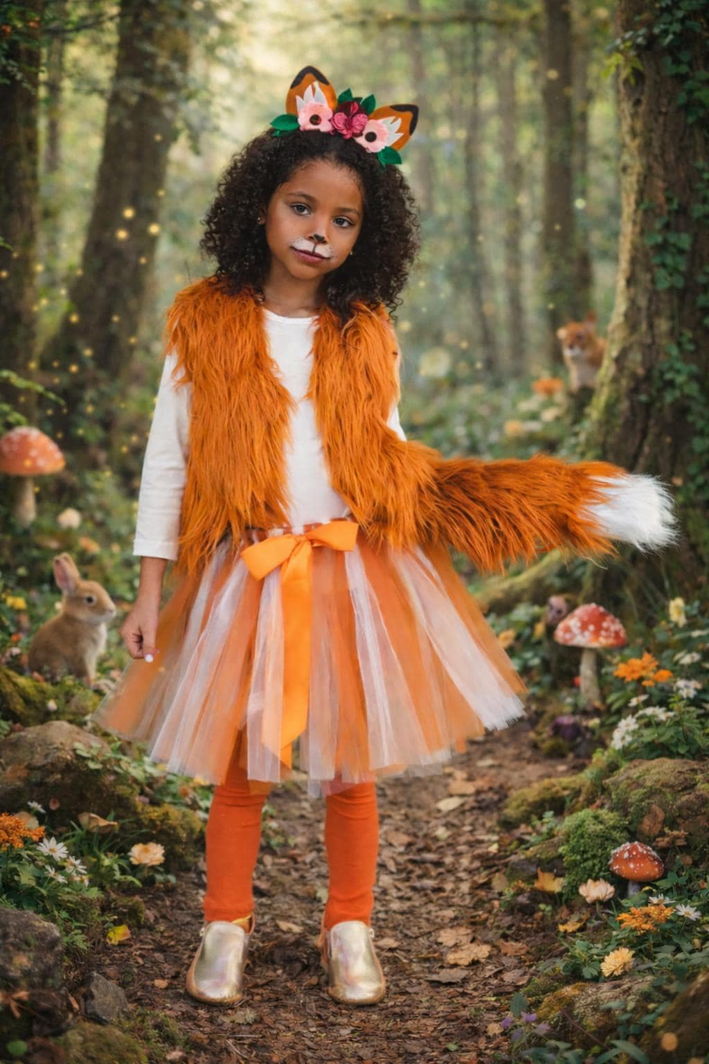 RESTOCKED! Girls/Toddler Fuzzy Fox Costume - 4 Piece Set