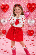 RESTOCKED! Girls/Toddler Hearts & Pearls Red Skirt Set Or Onesie 0-3, 3-6, 6-12 12-18 Months 2T 3T 4T 5 6 7 8 10 12 14 16, Boutique, White