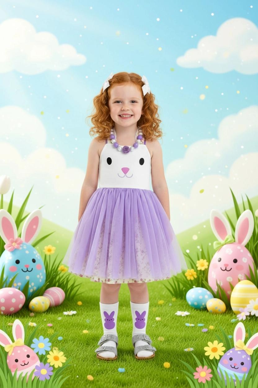 Easter Bunny Halter Tutu Dress for Girls, Toddler & Baby | Purple, Pink or Mint Bunny Dress | Easter Outfit | Spring Dress