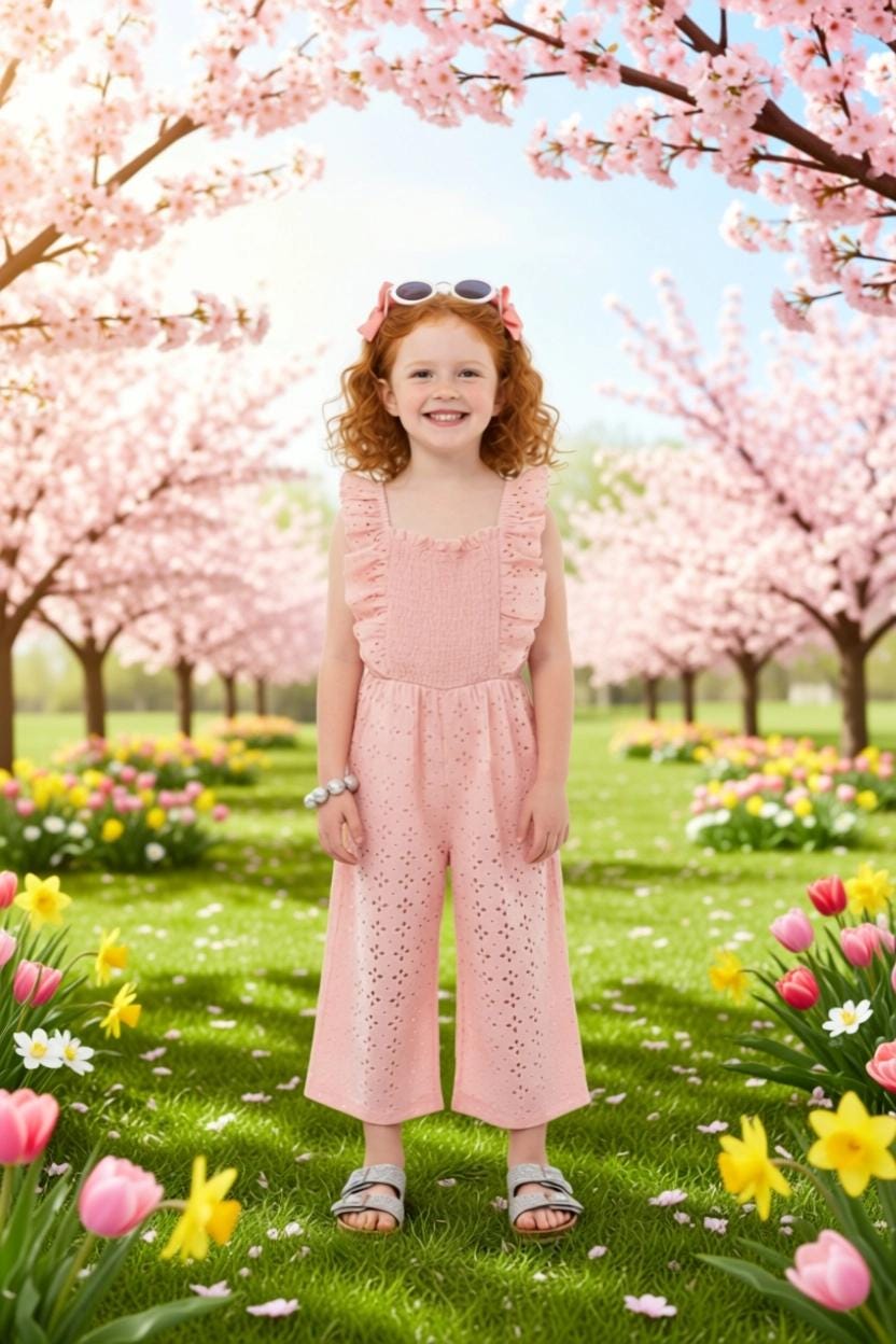 Girls/Toddler/Baby Eyelet Lace Jumpsuit, 6 12 18 Months 2T 3T 4T 5 6 7 8 10 12 14 Years, Outfit, Pink, Olive Green, Mint Or Rust! Spring