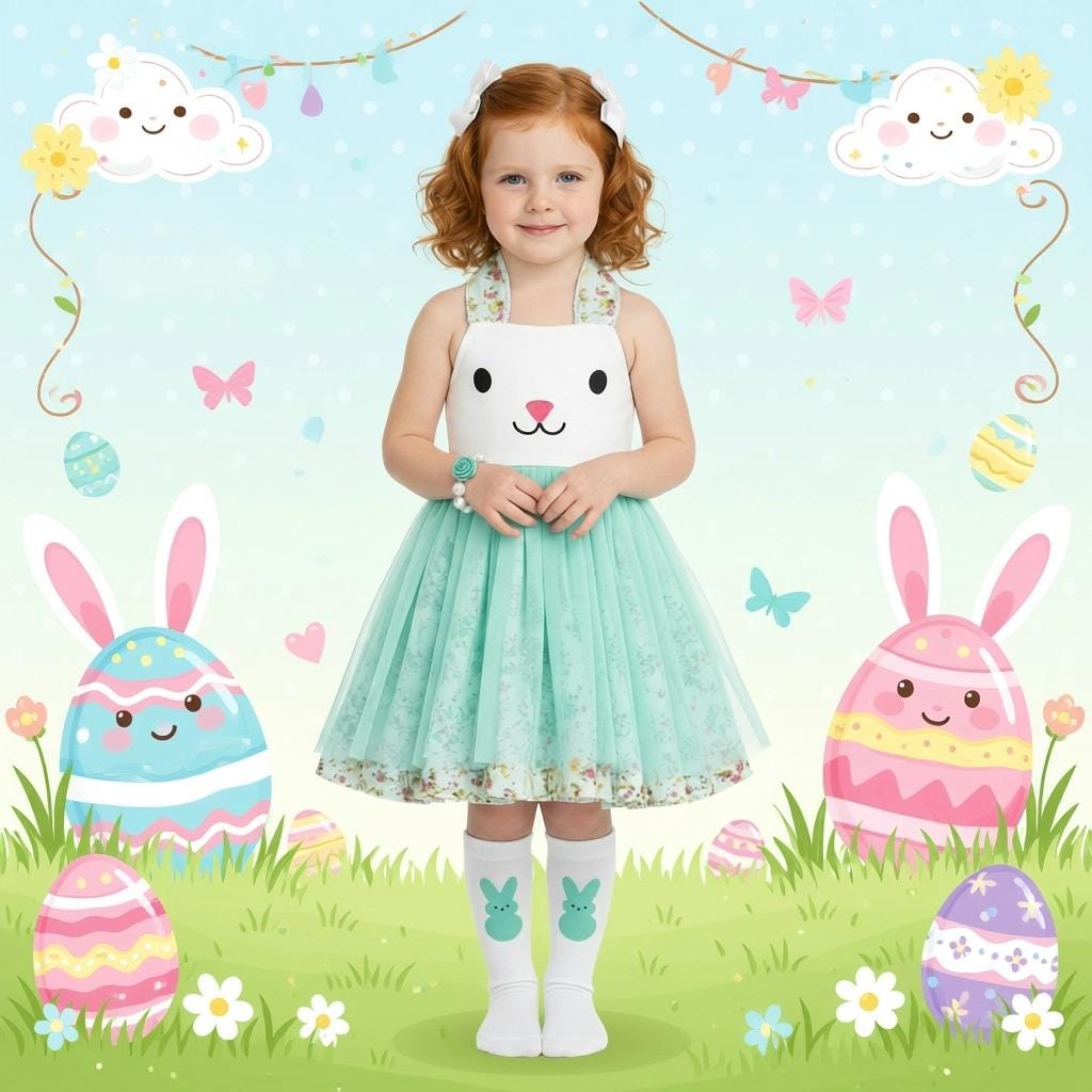 Easter Bunny Halter Tutu Dress for Girls, Toddler & Baby | Purple, Pink or Mint Bunny Dress | Easter Outfit | Spring Dress