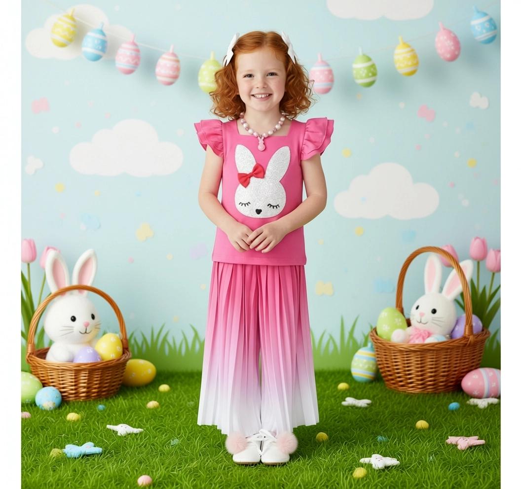 RESTOCKED! Girls/Toddler/Baby Pink Ombre Bunny Pant Set, Easter Outfit