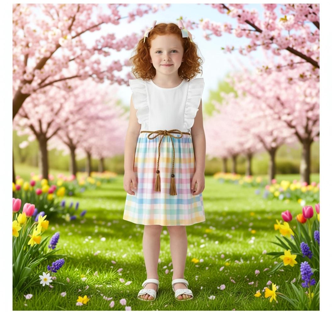 RESTOCKED! Girls/Toddler/Baby White Pastel Rainbow Plaid Dress, 6-12-18 Months 2T 3T 4T 5 6 7 8 10 12 14, Boutique Spring, Easter