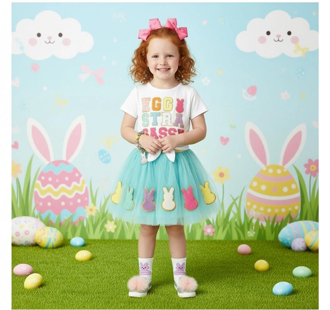 Tutu Skirt Set, Easter Outfit, Girls/Baby Clothes, Toddler Dress, Eggstra Sassy Patch