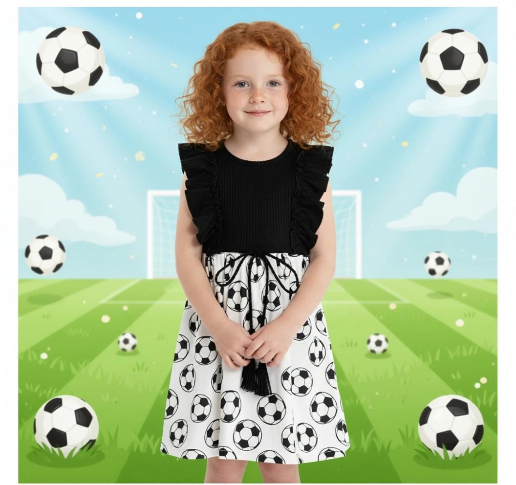 RESTOCKED! Girls/Toddler/Baby Black & White Soccer Dress, 6 12 18 Months 2T 3T 4T 5 6 7 8 10 12 14 Years, Boutique Spring Summer Flutter