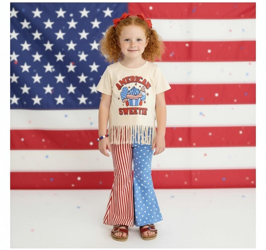 Girls/Toddler/Baby "American Sweetie" Bell Bottom Set, Patriotic, Memorial Day, 4th Of July Outfit