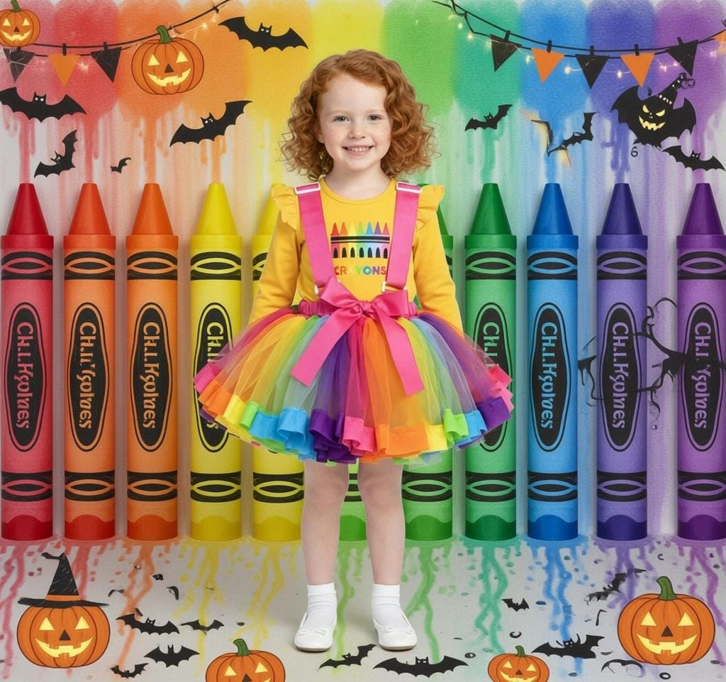 Girls/Toddler/Baby/Tween/Teen "Crayons" Tutu Suspender Skirt Costume Set