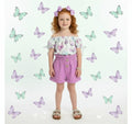 Girls/Toddler/Baby Mint & Lavender Butterfly Short Set