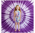 Girls/Toddler/Baby Purple Sunset Tie Dye Print Knotted Tank Top Short Set