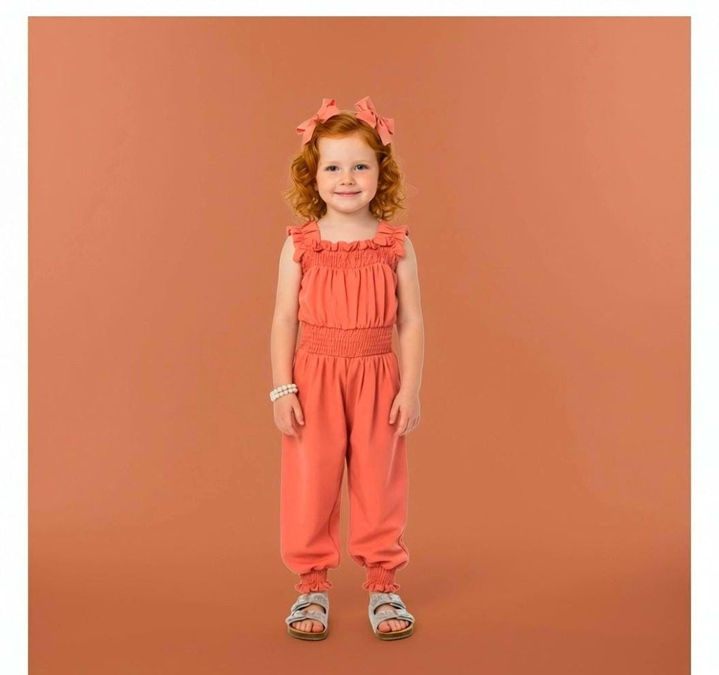 Girls/Toddler/Baby Rose Pink Cinch Jumpsuit