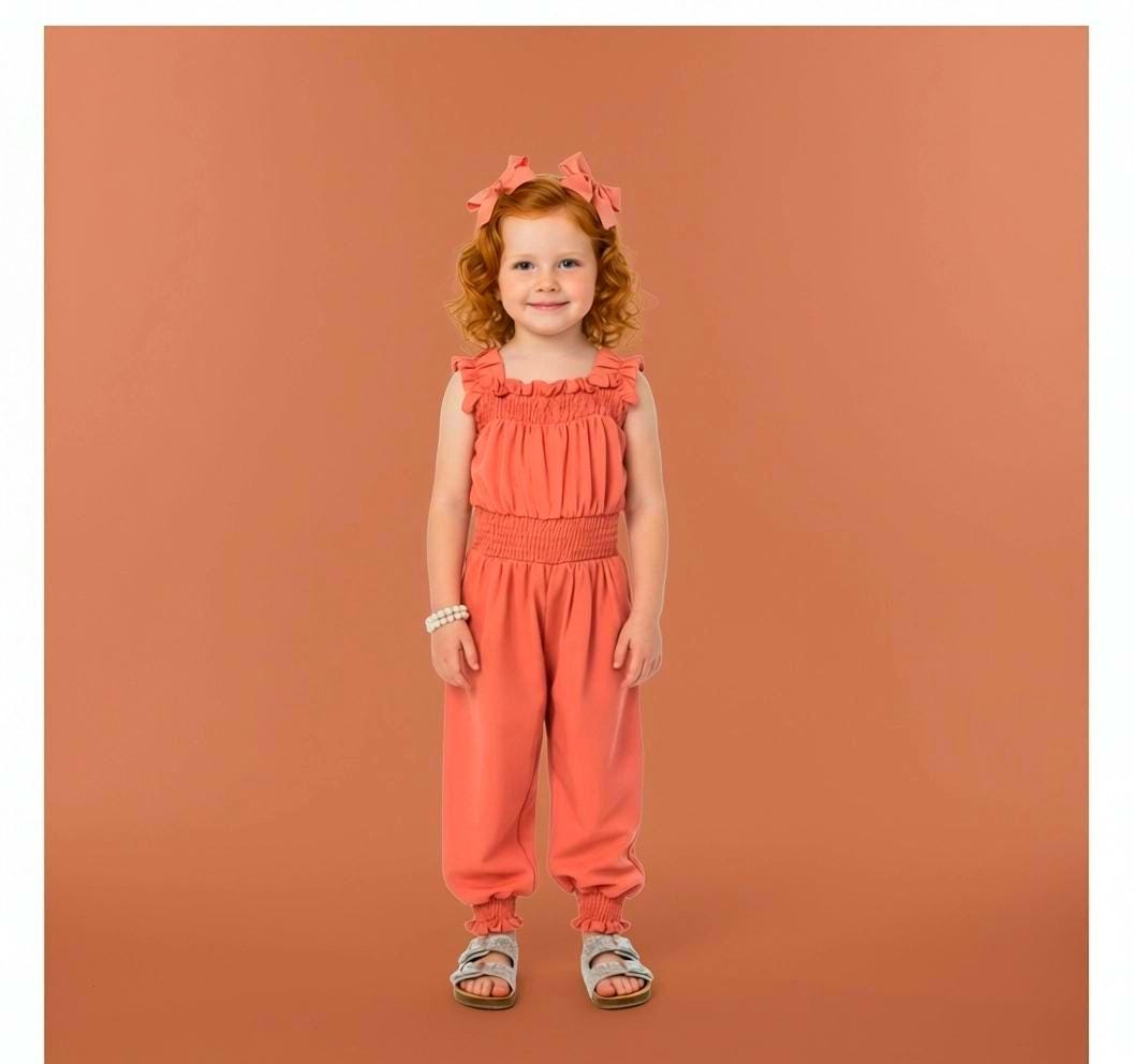 Girls/Toddler/Baby Rose Pink Cinch Jumpsuit