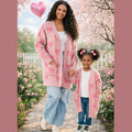 RESTOCKED! Mommy & Mini Pink Heart Cardigan, Matching Mom And Me Cardigan, Valentine's Day Outfit, Boutique Long Sleeve Sweater