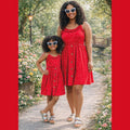 Mommy and Me Matching Red Polka Dot Dress, Mom and Daughter Outfit, Family Matching Dresses, Retro Polka Dot Dress, Mom Mini Outfit Set