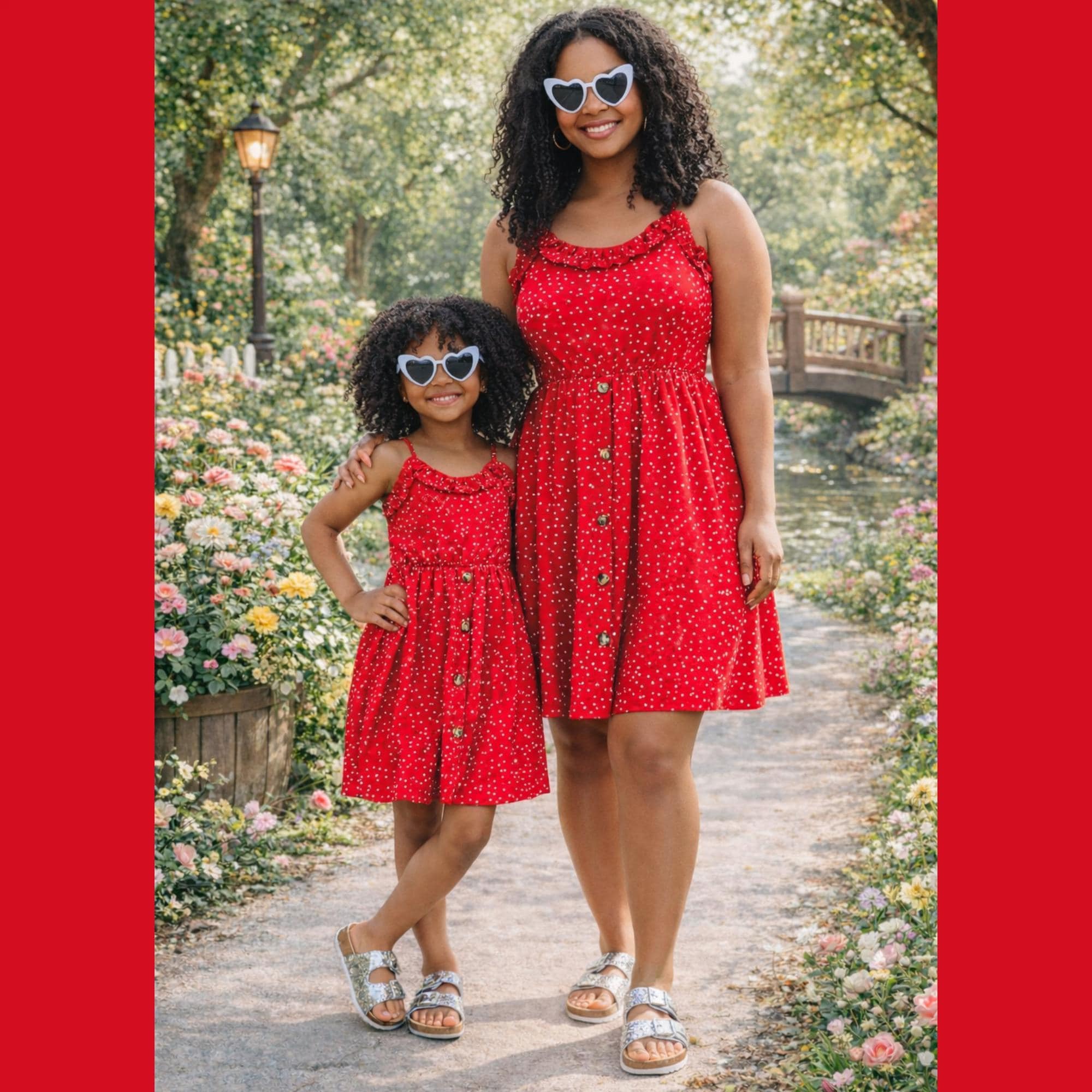 Mommy and Me Matching Red Polka Dot Dress, Mom and Daughter Outfit, Family Matching Dresses, Retro Polka Dot Dress, Mom Mini Outfit Set