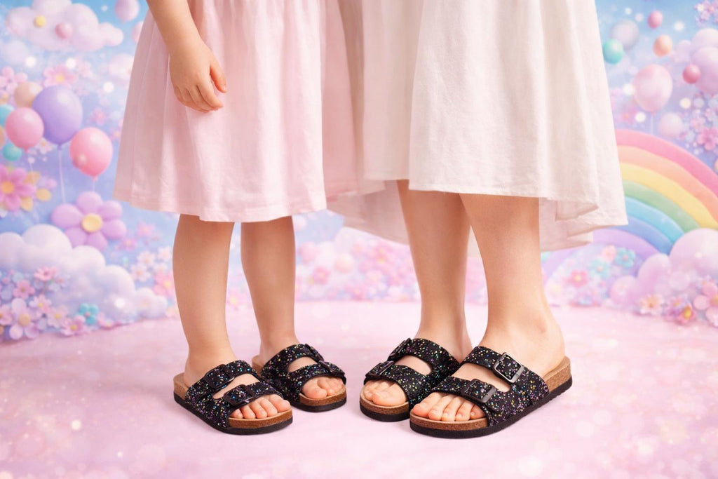 RESTOCKED! Mommy & Mini Black Glitter Sandals | Matching Mama and Me Shoes