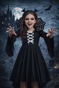 RESTOCKED! Girls/Toddler Vampire Queen Costume, Dress & Vampire Collar Complete Halloween Costume Outfit, Fancy Black Vampire Costume