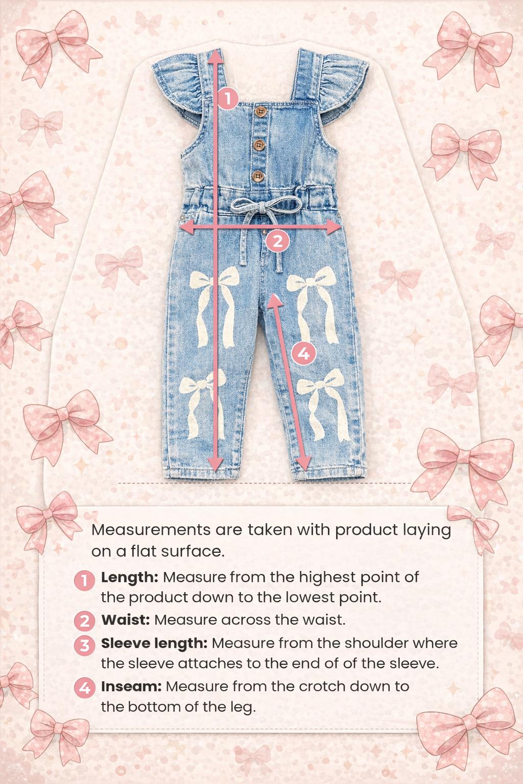 Denim Bow Jumpsuit, Girl's, Toddler, Baby, Tie-Front Denim Romper, Casual Chic One Piece Outfit