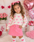 Restocked Pink & White Heart Denim Skirt Set for Girls and Toddlers – Valentine’s Day Outfit