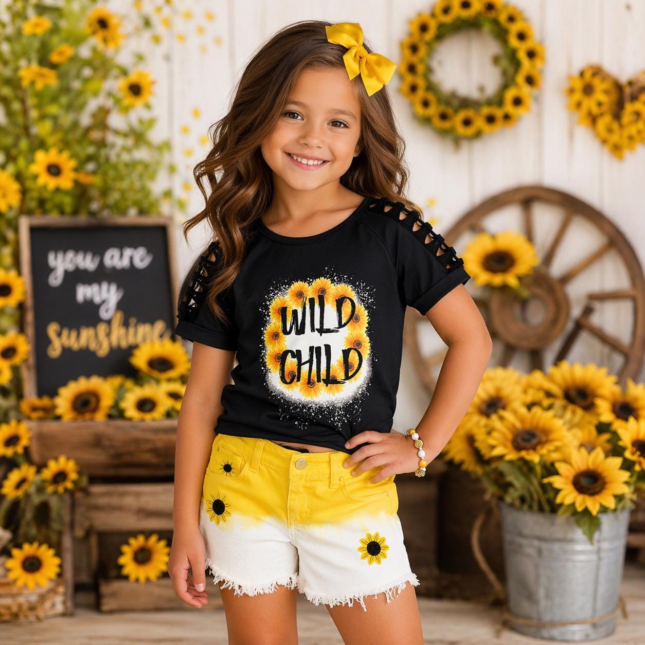 Wild Child Crochet Denim Short Set, Boho Summer Outfit, Festival Outfit, Crochet Top & Denim Shorts Set