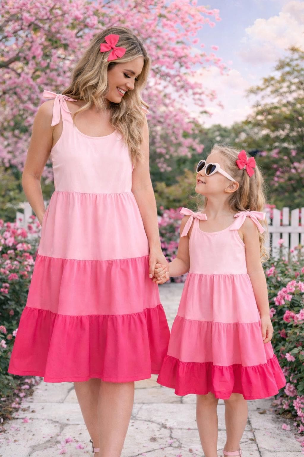 Mommy and Me Matching Pink Tiered Tank Dress, Mom and Daughter Outfit, Mini Dress Set, Summer Family Matching Clothes