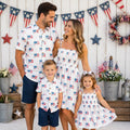 White American Flag Family Set Shirts & Dresses, Matching Patriotic Family Outfits, Minimalist USA Flag Tee, 4th of July Family Matching Set