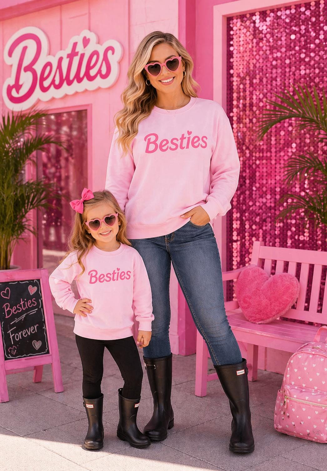Mom & Me - "Besties" Pink Long Sleeve Top