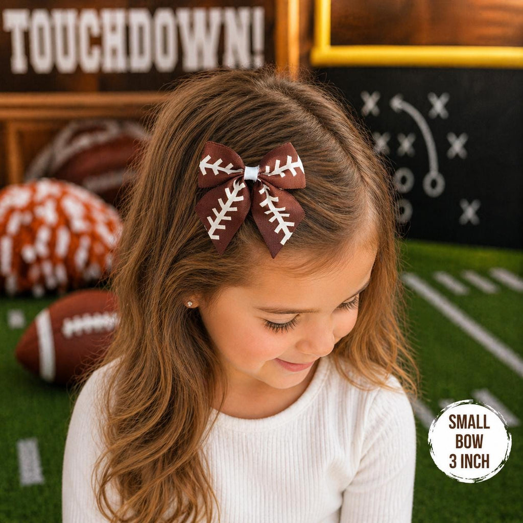 Football Hair Bows for Girls – 3” or 6” Boutique Bows, Game Day Accessories, Sports Hair Bow, Alligator Clip, Toddler & Kids Hair