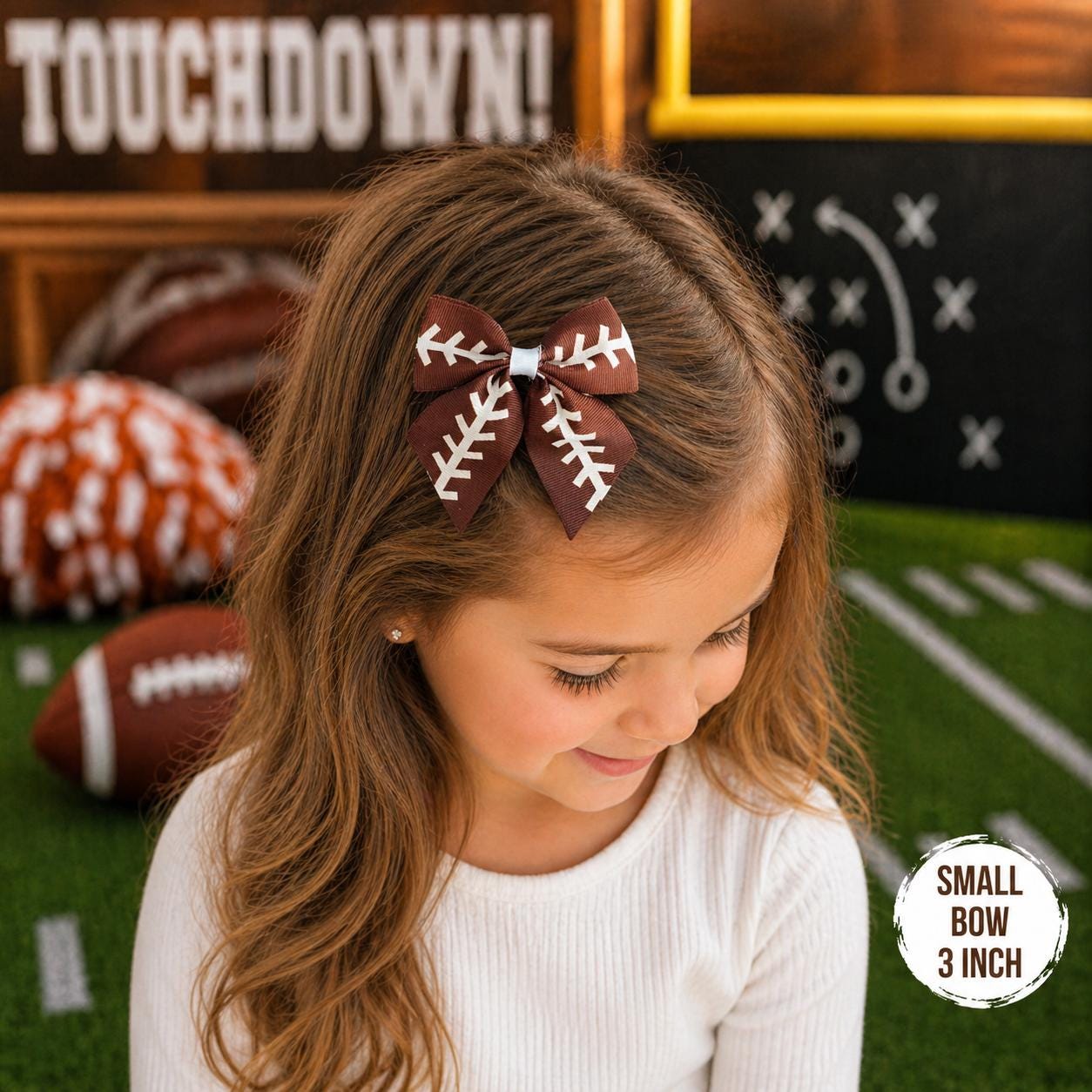 Football Hair Bows for Girls – 3” or 6” Boutique Bows, Game Day Accessories, Sports Hair Bow, Alligator Clip, Toddler & Kids Hair