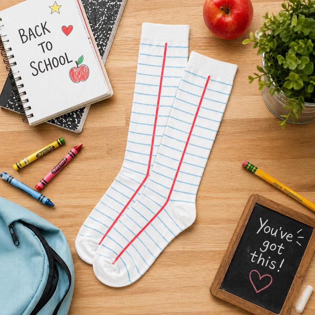 Notebook Knee-High Socks, School Aesthetic Socks, Cute Back to School Outfit, Gift, Cozy Socks