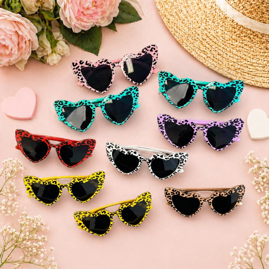 Mommy and Me Heart Sunglasses – Cheetah Print Matching Sunnies – Women & Kids – Multiple Colors