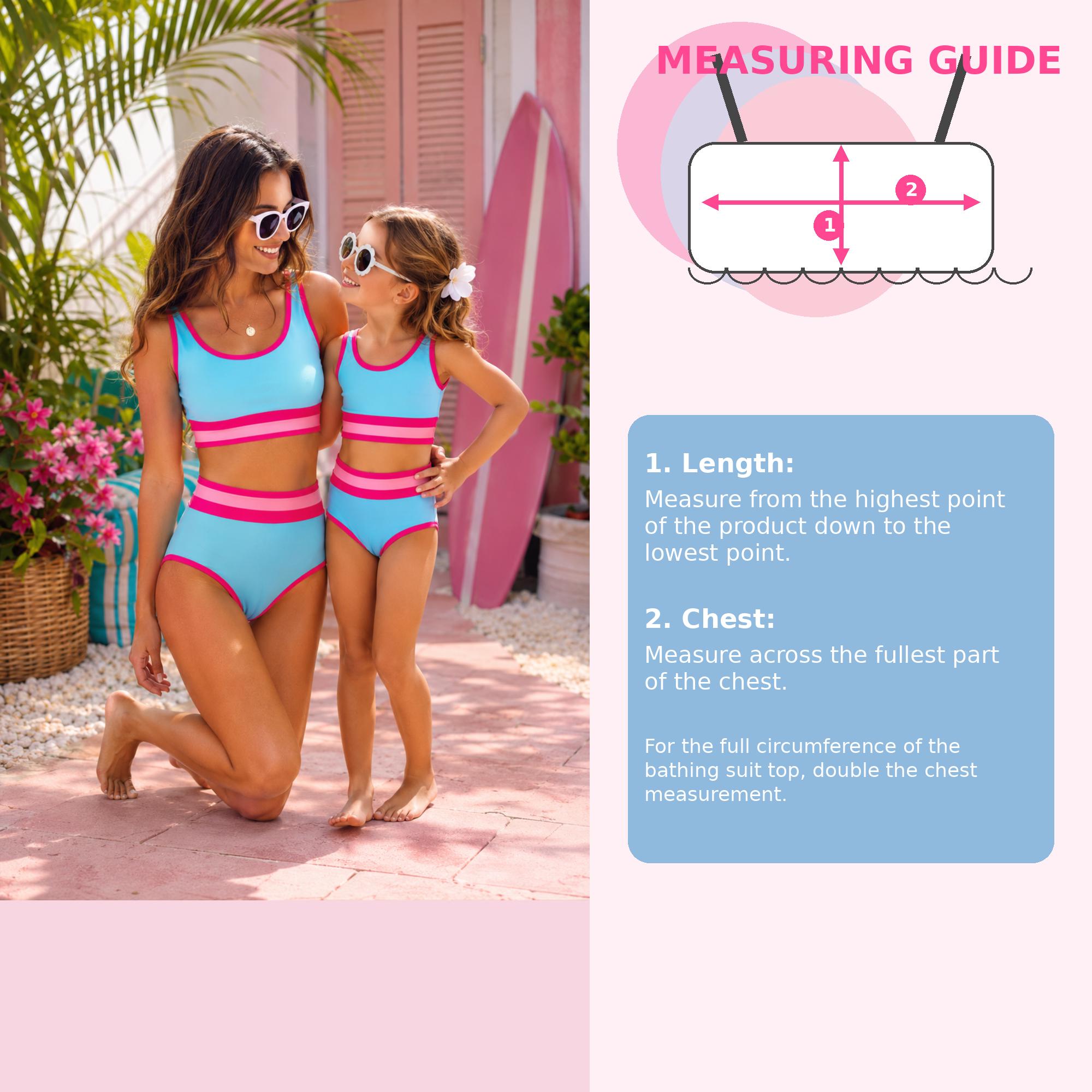 Mom & Me Matching Blue Pink Stripe Bikini Set | Mommy and Daughter Swimsuit