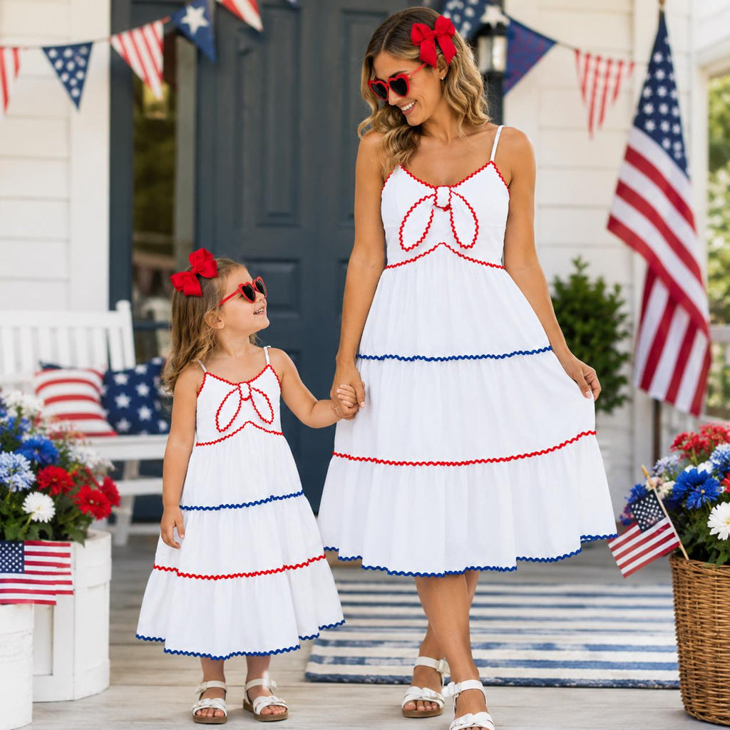 Mom & Me Patriotic Red White And Blue Ruffle Tank Dress | Matching 4th of July Outfit