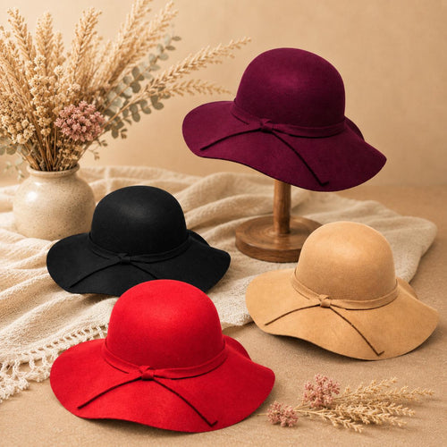 Girls Felt Floppy Wide Brim Hat | Boho Kids Fedora | Toddler & Little Girl Fall Hat