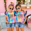 Bestie Squad Tie Dye Ruffle Sleeve Top, Matching Friends Shirt, Cute Summer Tee, Girls Trip Outfit