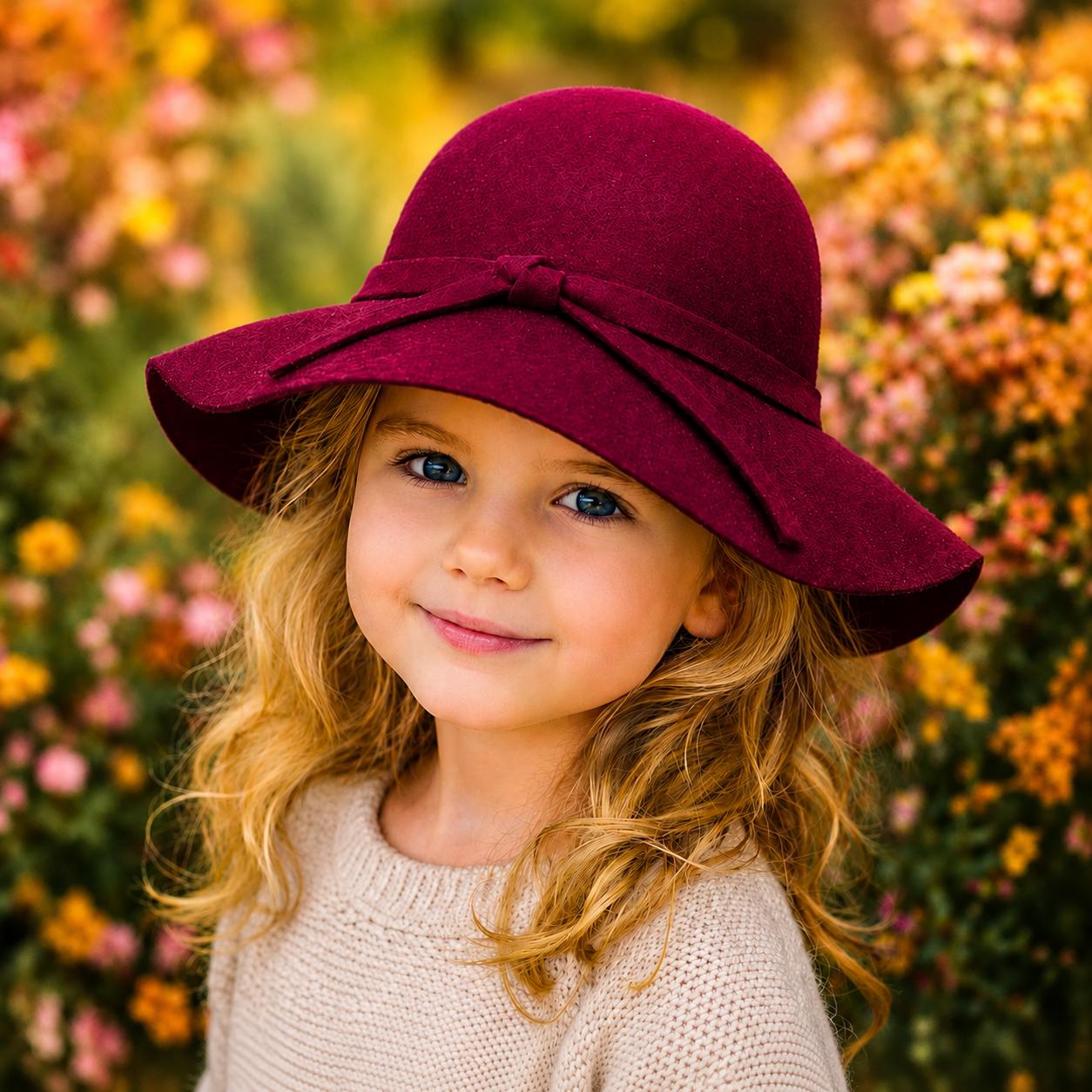 Girls Felt Floppy Wide Brim Hat | Boho Kids Fedora | Toddler & Little Girl Fall Hat