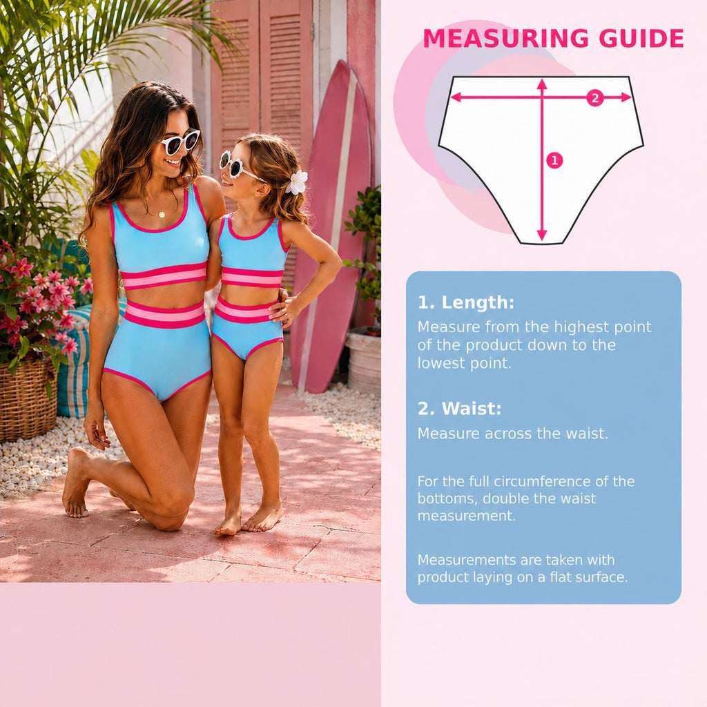 Mom & Me Matching Blue Pink Stripe Bikini Set | Mommy and Daughter Swimsuit