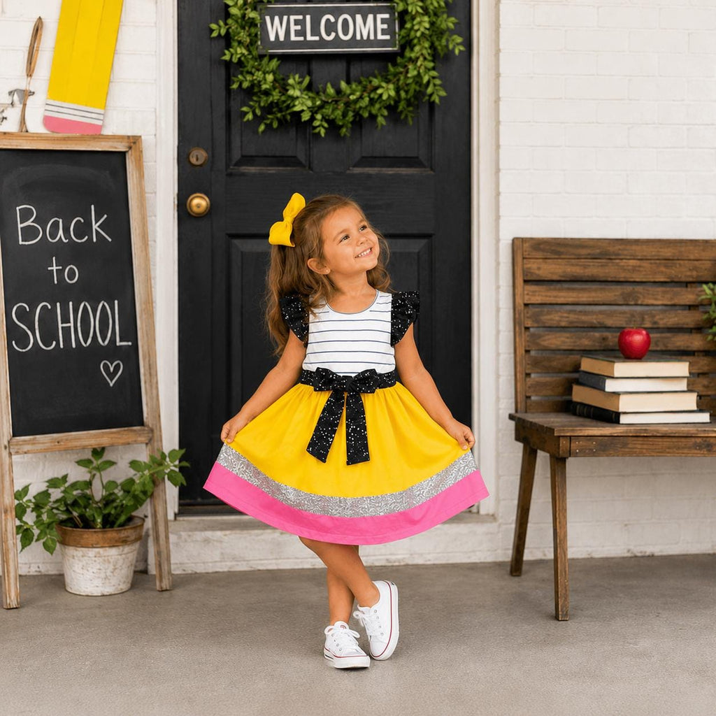Mom & Me Teacher Dress, Pencil And Notebook Print Matching Dresses, Teacher Mom Daughter Outfit, Back to School Dress, Teacher Gift