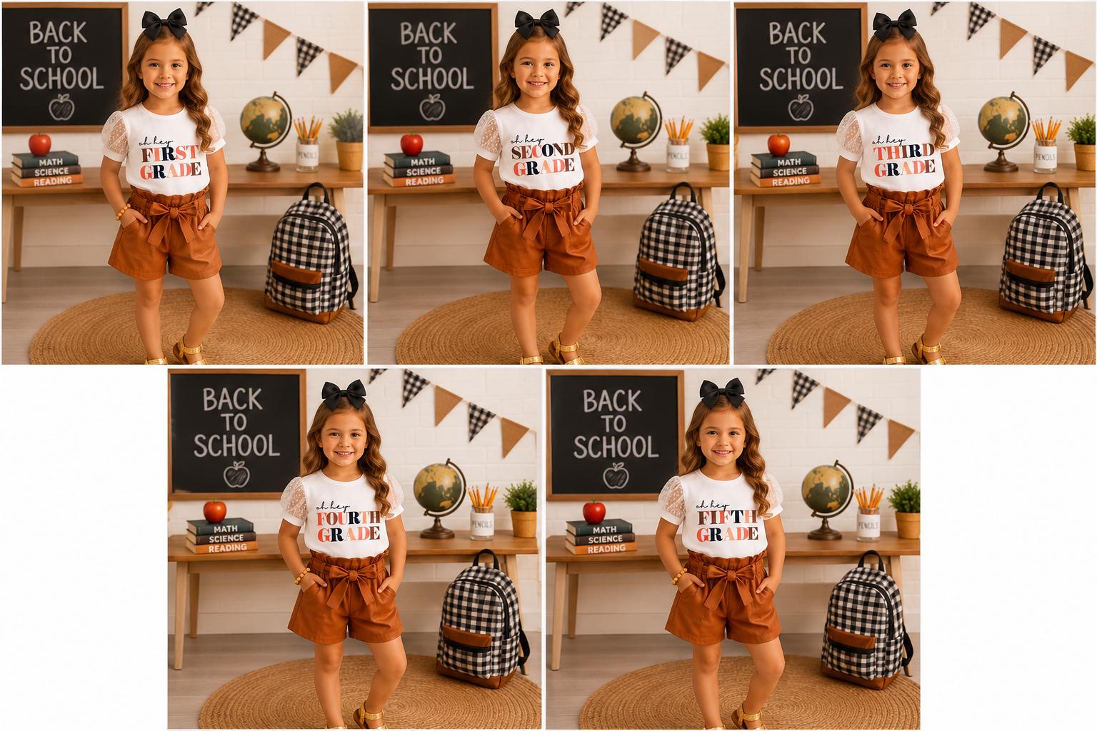 Pre-K to 6th Grade Girls Pleather Short Set | Trendy Faux Leather Outfit for School & Photos