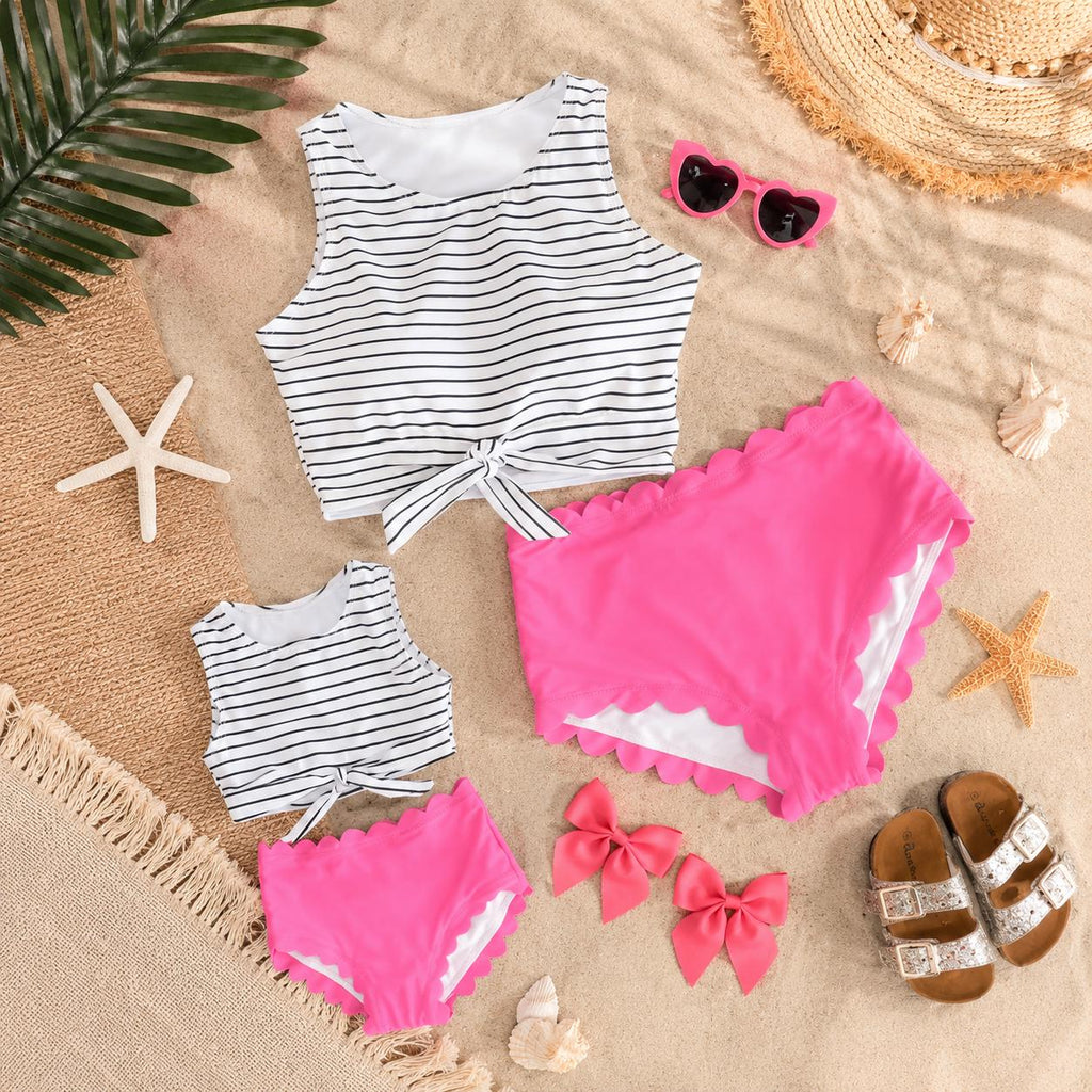Mom And Me Hot Pink Stripe Bikini