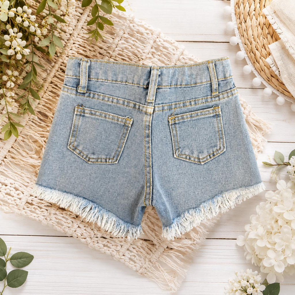 Girls Mint Sequin Denim Shorts, Toddler & Girls Jean Shorts, Adjustable Waist Denim Shorts, Boutique Summer Clothing, Sizes 2T-16
