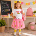 Pink Pencil Tutu Skirt Set, Back to School Outfit, First Day of School Outfit, Pre-K to 6th Grade School Girl Outfit