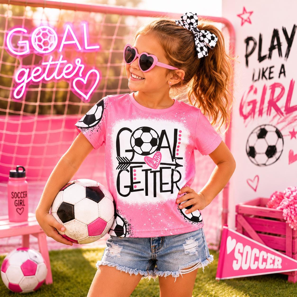 Goal Getter Pink Soccer Top for Girls | Toddler Soccer Shirt | Girls Sports Tee | Soccer Lover Outfit | Youth Soccer Apparel