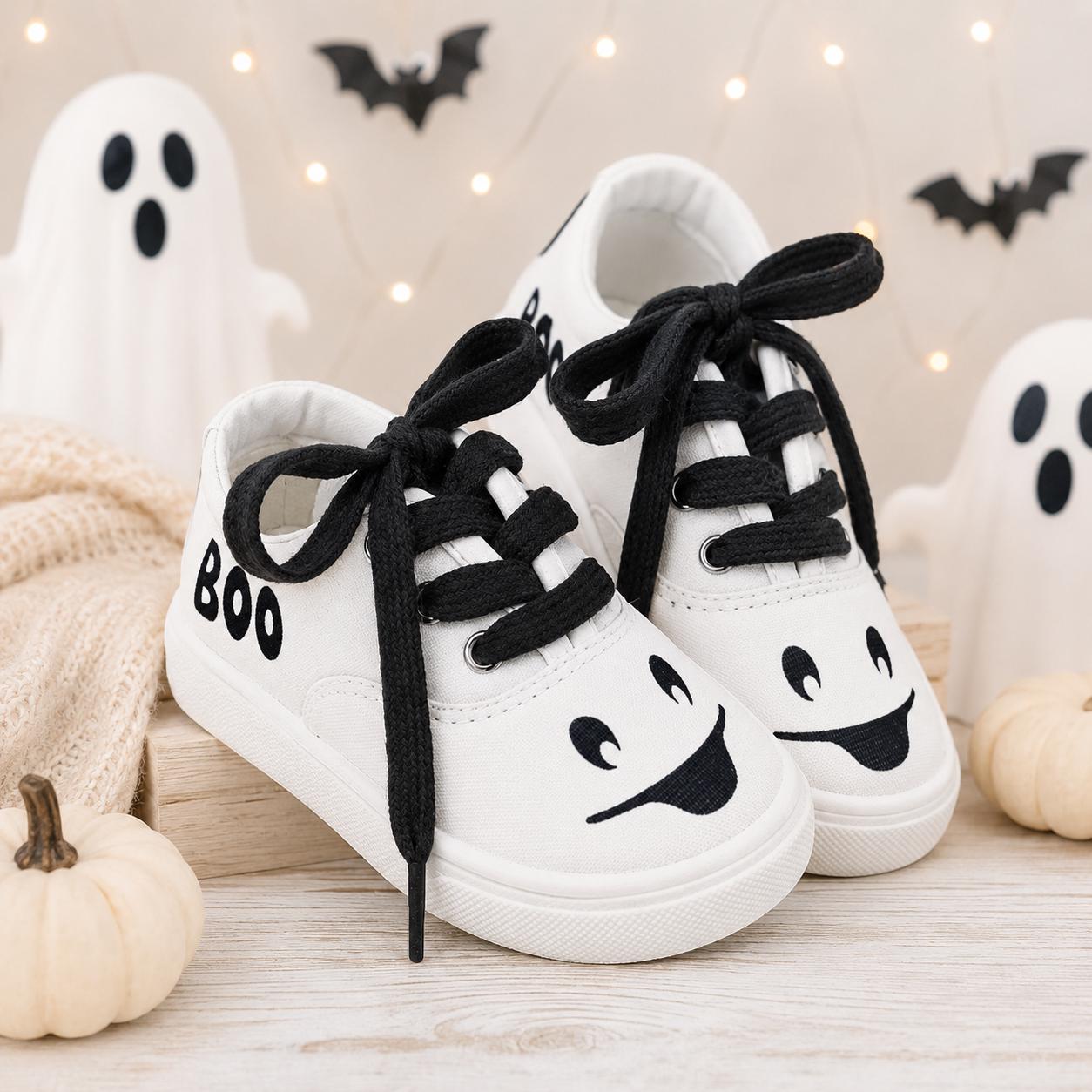 Ghost Halloween Sneakers for Girls & Toddlers, Kids Halloween Shoes, Trick or Treat Sneakers, Cute Ghost Shoes, Toddler Halloween Outfit
