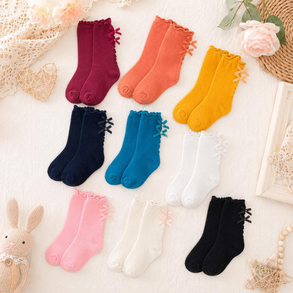 Girls Bow Socks | Cute Dress Socks for Girls | Toddler & Kids Fashion Socks