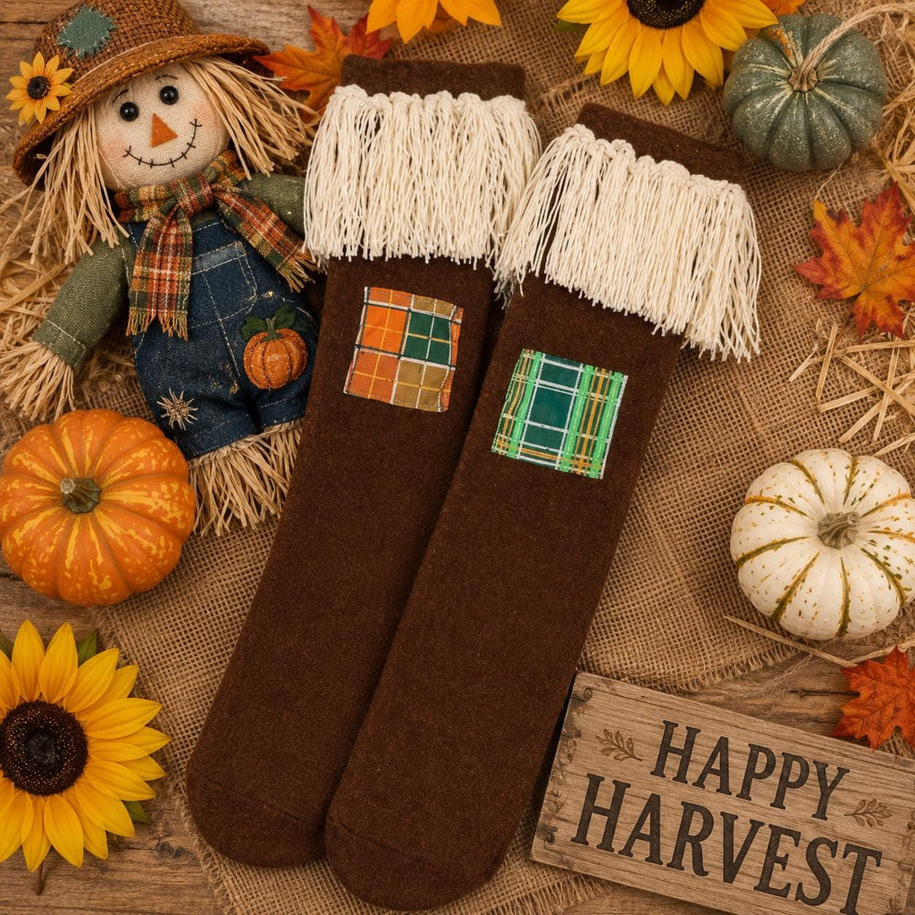 RESTOCKED! Scarecrow Knee High Socks for Girls & Toddlers | Fall Harvest Costume Socks | Halloween Scarecrow Outfit Accessory