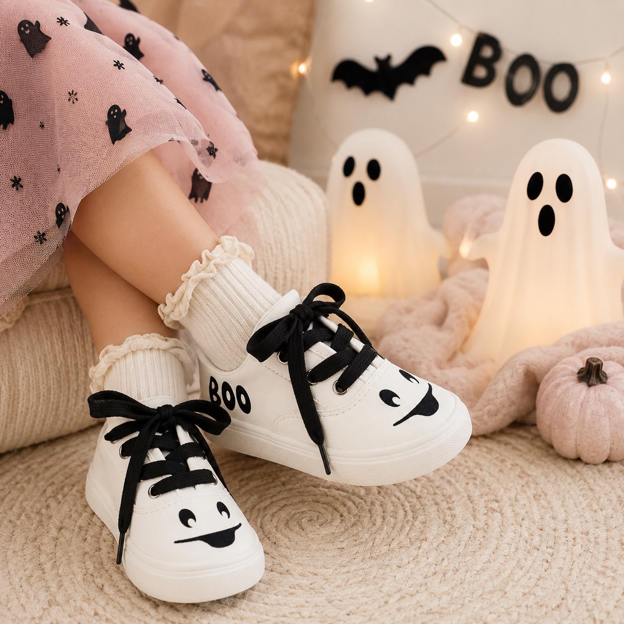 Ghost Halloween Sneakers for Girls & Toddlers, Kids Halloween Shoes, Trick or Treat Sneakers, Cute Ghost Shoes, Toddler Halloween Outfit
