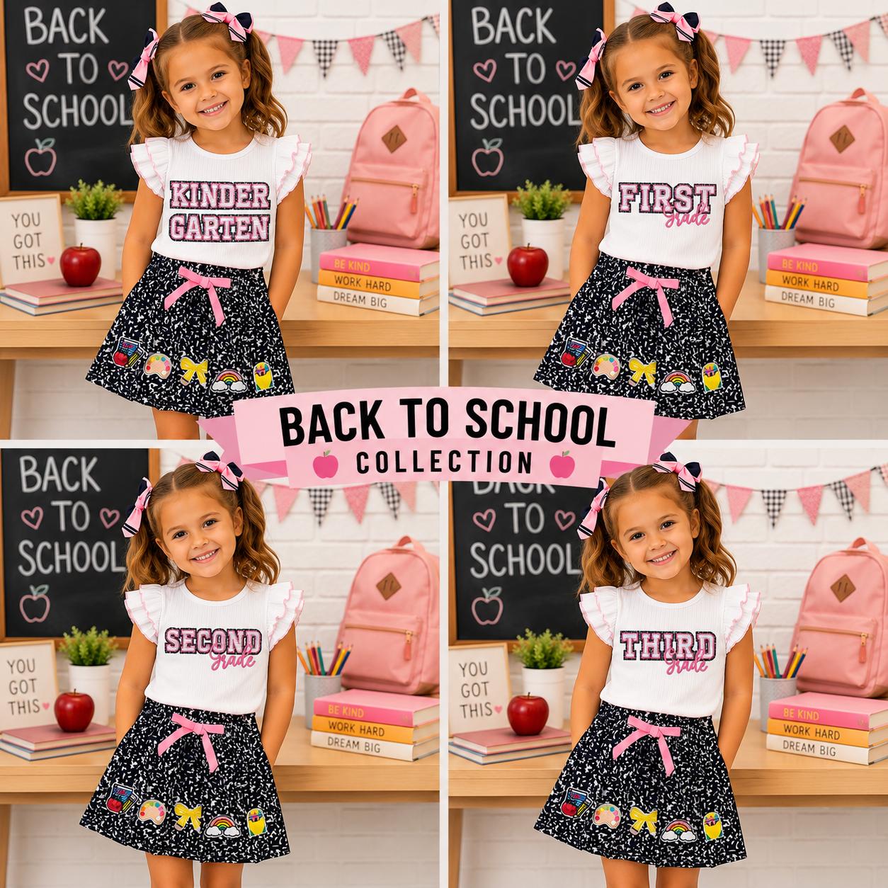 Pre-K–Sixth Grade Notebook Skirt Set | Back to School Outfit | First Day of School Outfit | Girls School Outfit | Pre-K, Kindergarten–6th