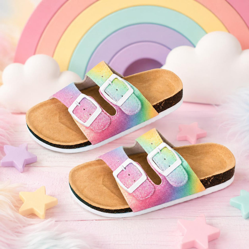 Girls Rainbow Sandals, Toddler Rainbow Sandals, Pastel Summer Shoes, Kids Boutique Sandals, Toddler Beach Shoes, Girls Vacation Sandals